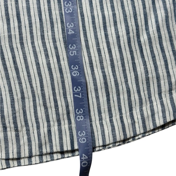 Lands’ End 100% Linen Long Sleeve Stirt Dress Nautical Striped Button-Up XL 18 - Picture 11 of 12